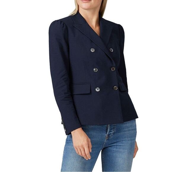 Tailored by Rebecca Taylor double breasted navy blazer jacket women's size 0 - Picture 1 of 16